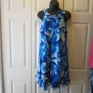 Studio One NWT Bright Teal & Royal blue Flirty Halter Dress size 10 Washable
